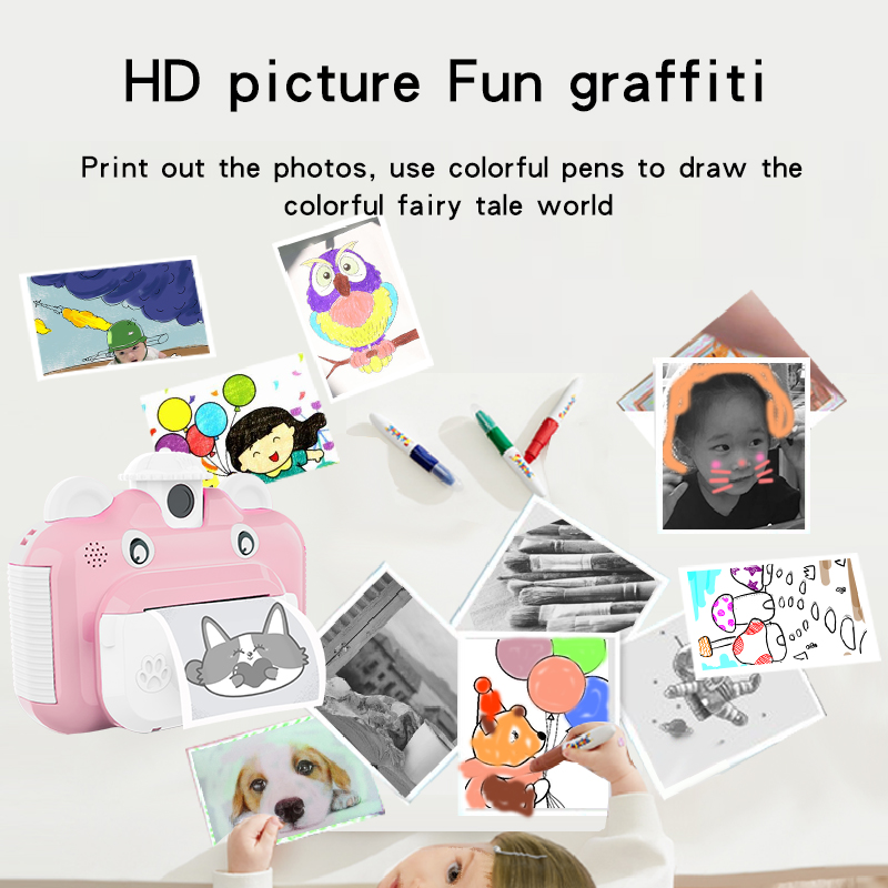 Videocamera per bambini stampa termica istantanea videocamera digitale 1080P HD con fotocamera portatile da 8G o 32G per bambini
