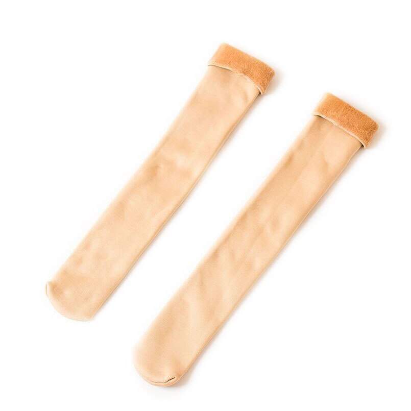 Jeseca-medias gruesas y cálidas para mujer, calcetines hasta la rodilla de lana de Cachemira, botas para el hogar, calcetín para dormir hasta el muslo, calcetín de nieve para invierno: skin