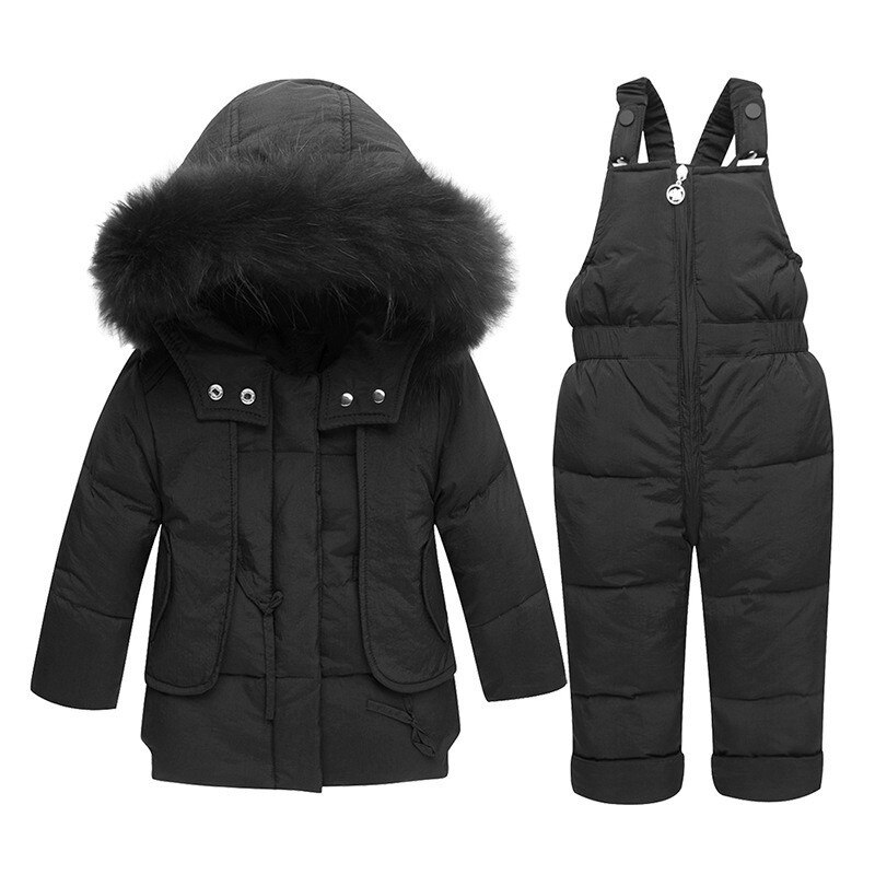 Winter Baby Baby Pak Dikke Warme Kids Donsjack Jas Jumpsuit Kinderen Meisjes Kleding Set 1-4 Jr jongen Snowsuit Kleding: Black / 4T
