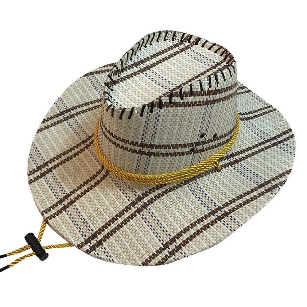 Unisex Western Cowboy Hat For Gentleman SombreroWide Brim Straw Cap L0402