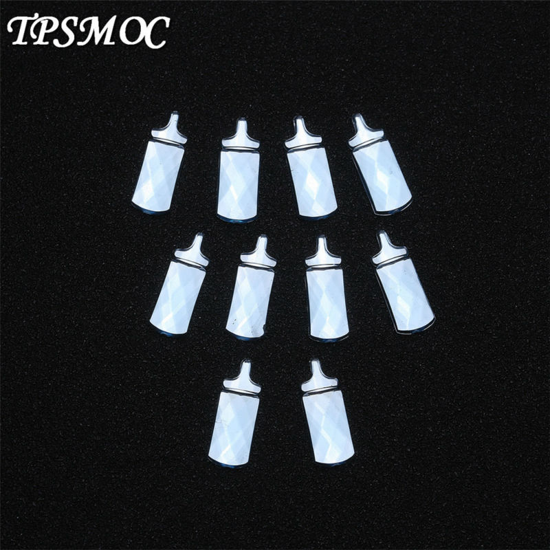 Babero de osito de peluche de estilo Pram, aplicación de diamantes de imitación acrílicos, decoración de , recuerdo de Baby Shower, dispersión de mesa, 100 Uds.