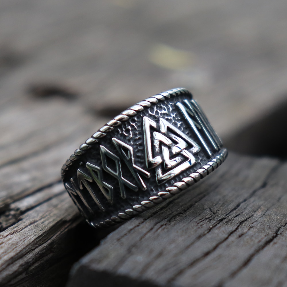 Vintage Viking Odin Runen Ring Mens 316L Rvs Ring Norse Amulet Sieraden