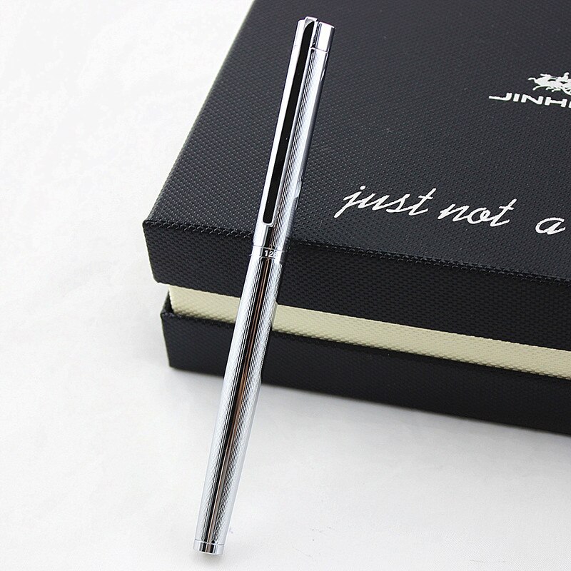 Jinhao 126 Fountain Pen 0.5mm Nib Caligraphy Pen metal Pen Ink Pens for Writing Metal Student School Supplies: WHITE / o．b．