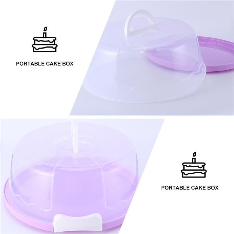 10 Inch Portable Plastic Round Cake Box Handheld Sealed Packing Box Cupcake Dessert Container Case Birthday Food Cover