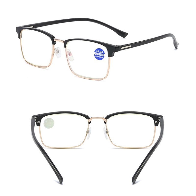 Anti Straling Blue Ray Filter Man Leesbril Metalen Frame Vrouwen Leesbril Mode Longsighted Bril: +400