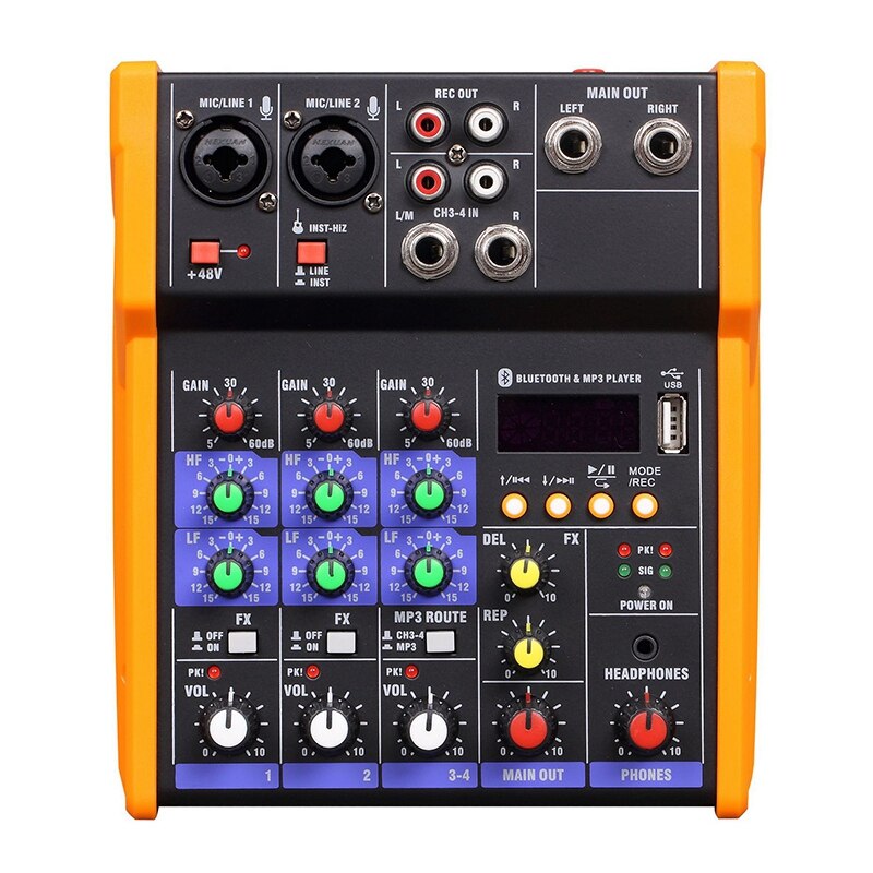 4 Channel Bluetooth o USB Mixer Console Sound Card,USB Powered and Output, for Karaoke Music Production: Default Title