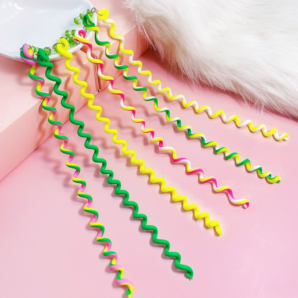 1 sæt /6 stk regnbue farve pandebånd hårbånd krystal langt elastisk hårbeklædning til pige hovedbeklædning børnehår tilbehør værktøj: Grønt sæt 5