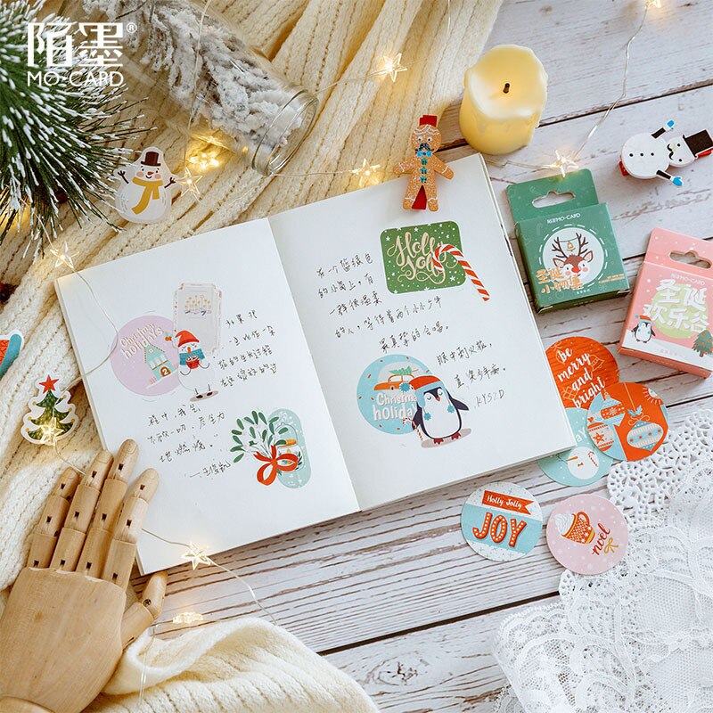 46 stk / parti kawaii papirvarer klistermærker god jul dagbog dekorative mobile klistermærker scrapbooking diy håndværk klistermærker
