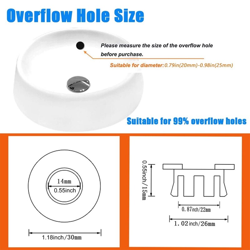 Kitchen Bathroom Sink Basin Wash Basin Sink Cover Overflow Cover,2 Pieces