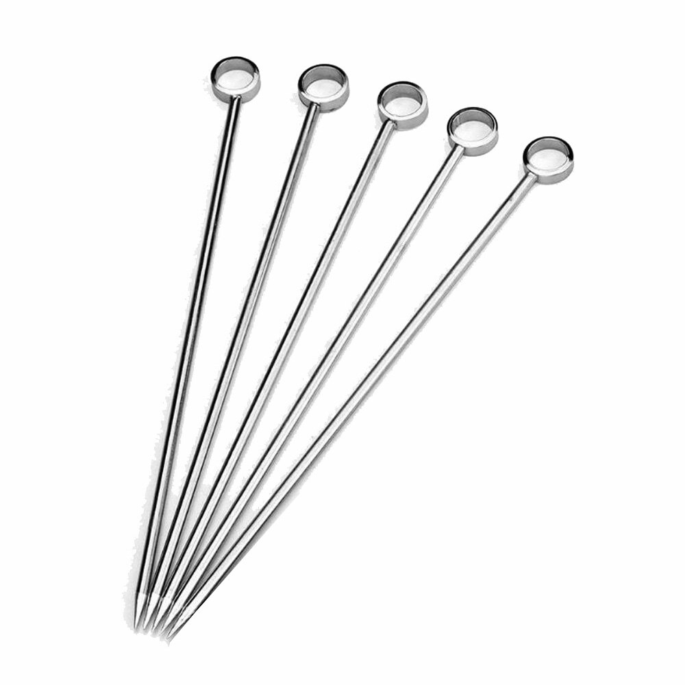 12 Stks/pak Rvs Cocktail Picks Fruit Bar Sticks Tandenstokers Drinken Roeren Keuken Dinging Bar Tool 10.6 Cm