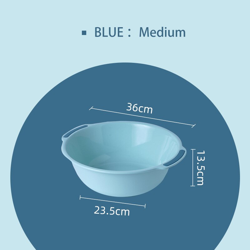 Household Large Thickened Baby Washing Clothes Plastic Washbasin Kitchen Fruit Dish Basin Student Dormitory Washbasin Washbasin: Blue Medium