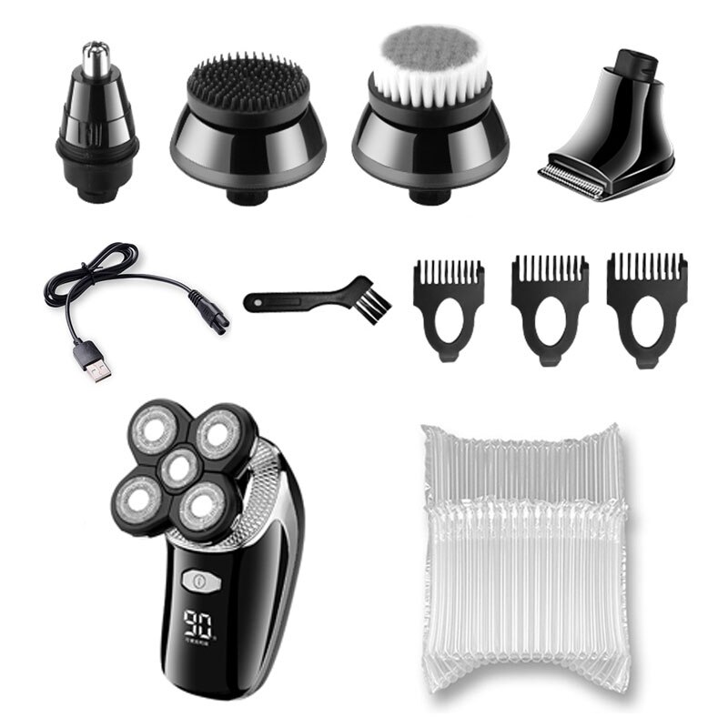 5in1 men‘s wet and dry shaving machine set Electric shaver Rechargeable Electric Razor beard facial grooming kit: with bubble bag