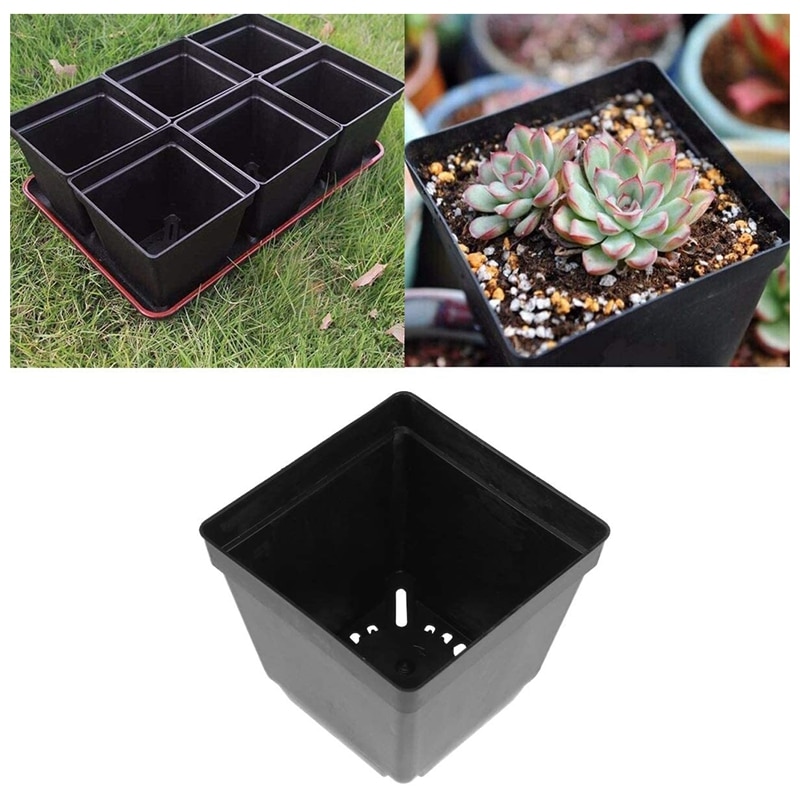 30 Pack 4Inch Black Square Plastic Plant Pots,Seedling Nursery Transplanting Planter Container for Garden