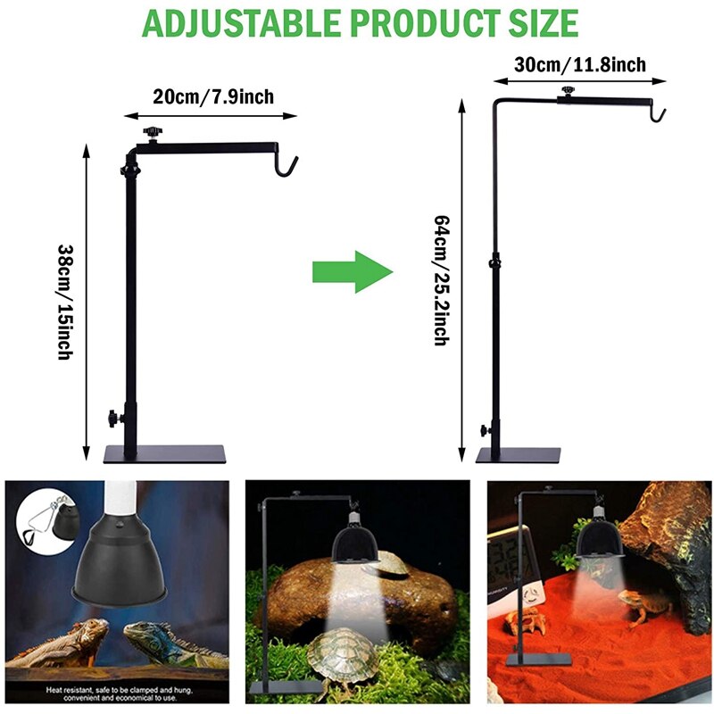 Reptile Lamp Stand Fixed Bracket Adjustable Floor Light Stand, Light Stand Heat Lamp Stand Metal Lamp Support