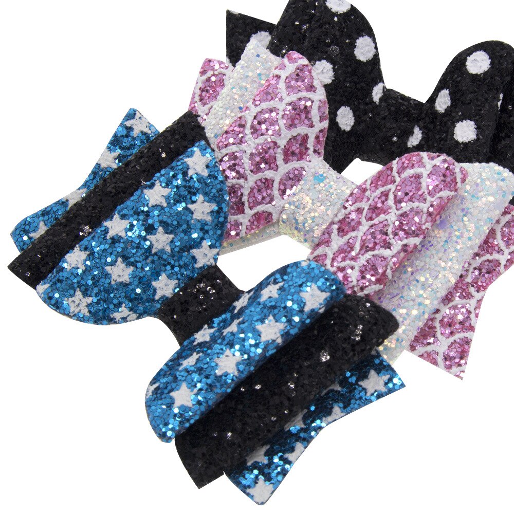 3 zoll funkeln Druck Herz Haar BöGen Haarnadeln für Mädchen freundlicher Haar Clip Griffe freundlicher Party Haar Zubehör