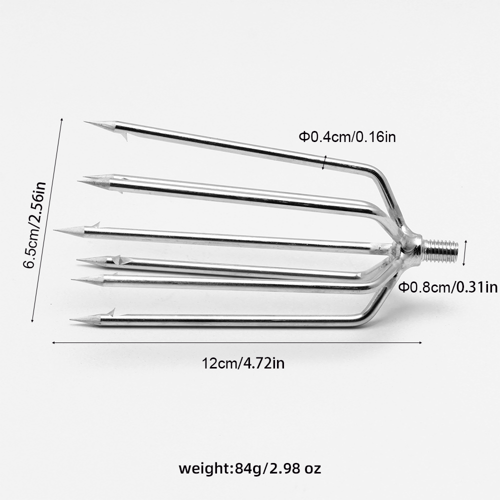 Arpon en acier inoxydable, crémier, équipement de pêche, tête de lance de plongée tranchante, outil de pêche avec barbe, 1 pièce: WHITE