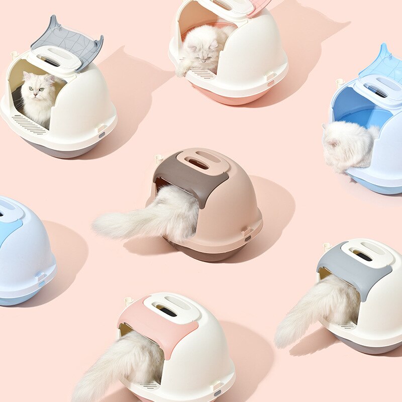 Desodorante grande para gato, caixa de banheira de gato semi-fechada, anti-spatter, shib, gato, sujeira de gato caixa de suprimentos para gato