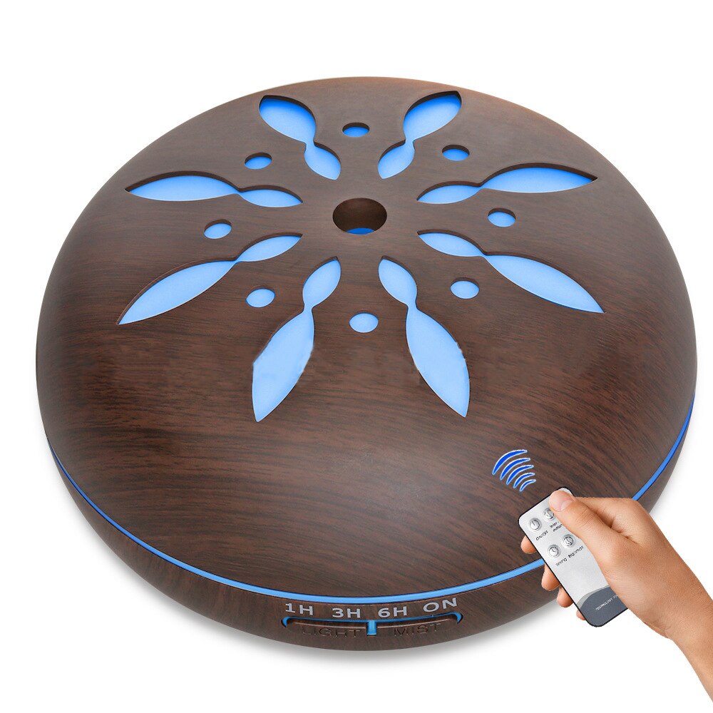Essentiële Olie Diffuser Ultrasone Luchtbevochtiger Met Afstandsbediening Hout Aromatherapie Diffuser Led Licht Voor Thuis Umidificador