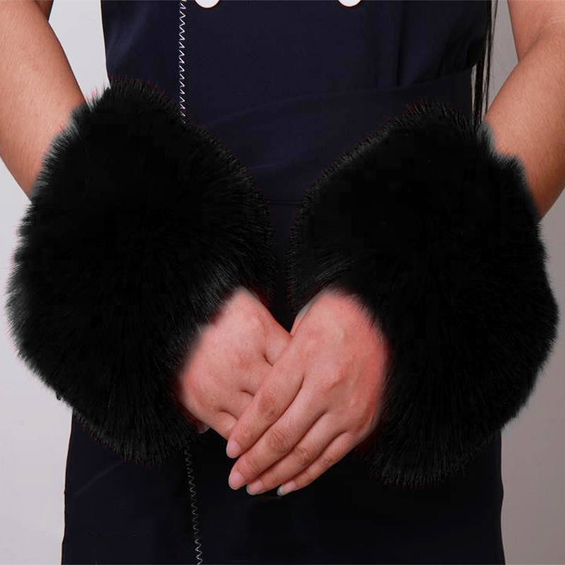 Manchettes élastiques en fausse fourrure pour femme, accessoires de vêtements chauds d&#39;hiver en peluche: 02