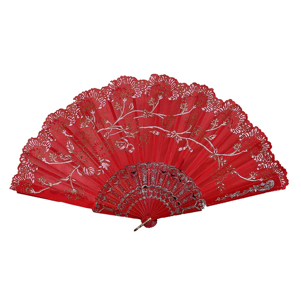 Fãs de flores do vintage bordado estilo chinês dança festa casamento mão fã rendas seda dobrável realizada flores ventilador abanico navio da gota