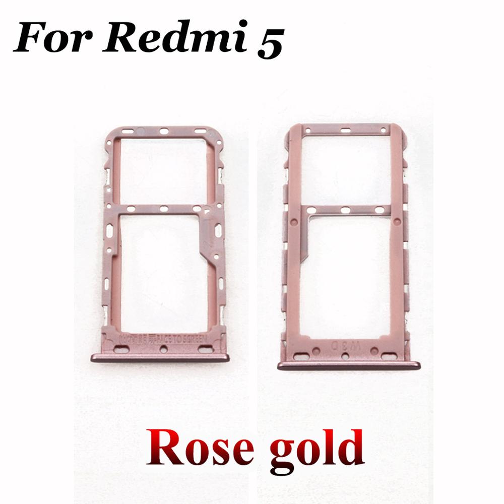 YuXi For Xiaomi Redmi 5 SIM Card Tray SIM Card Holder Adapter for Xiaomi Redmi note 5 note5 SIM Card Slot Miscro SD TF Card Tray: 5-Rose gold