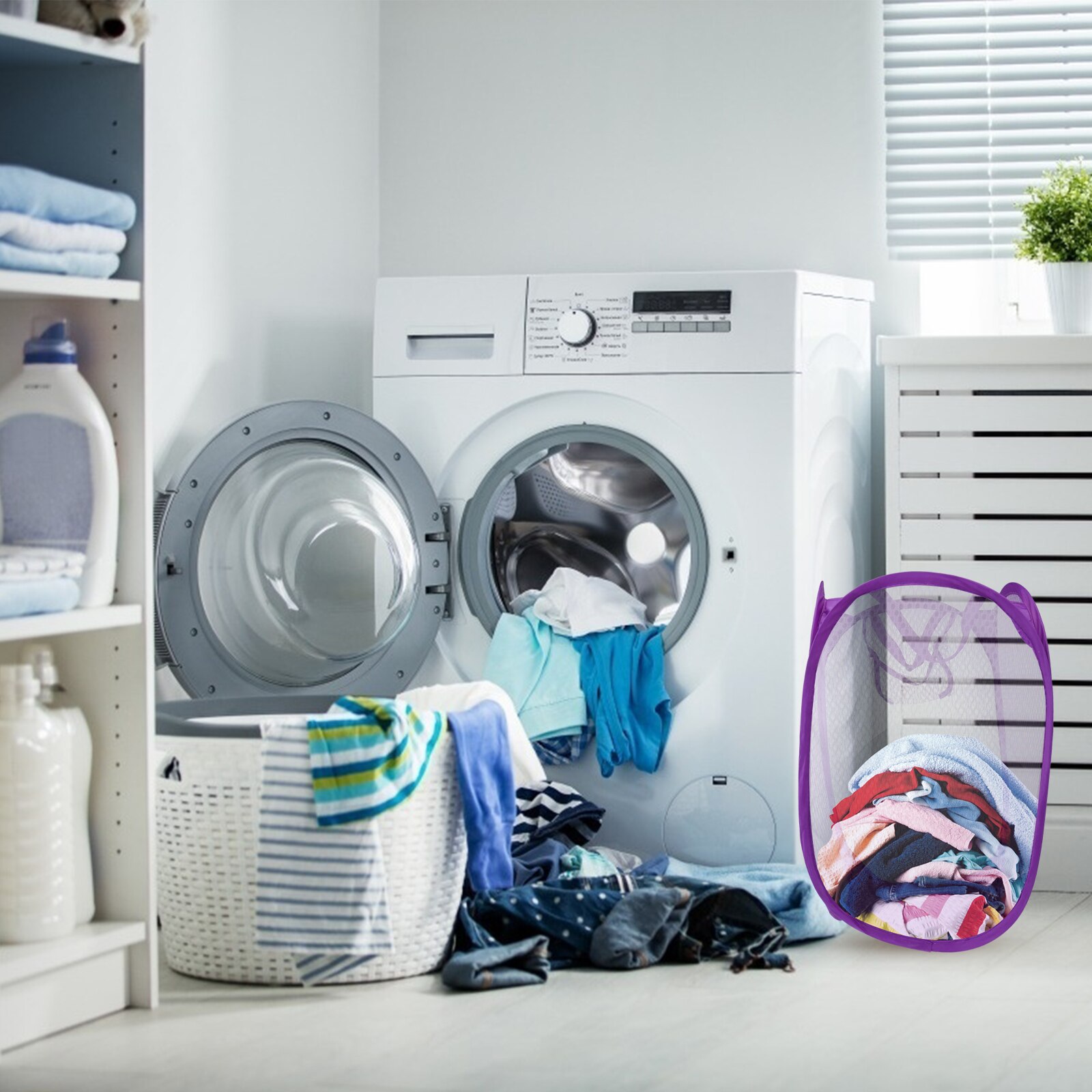 2pcs Laundry Hamper Practical Useful Foldable Clothes Hamper Clothes Basket for Home Outdoor Camping College Dorm