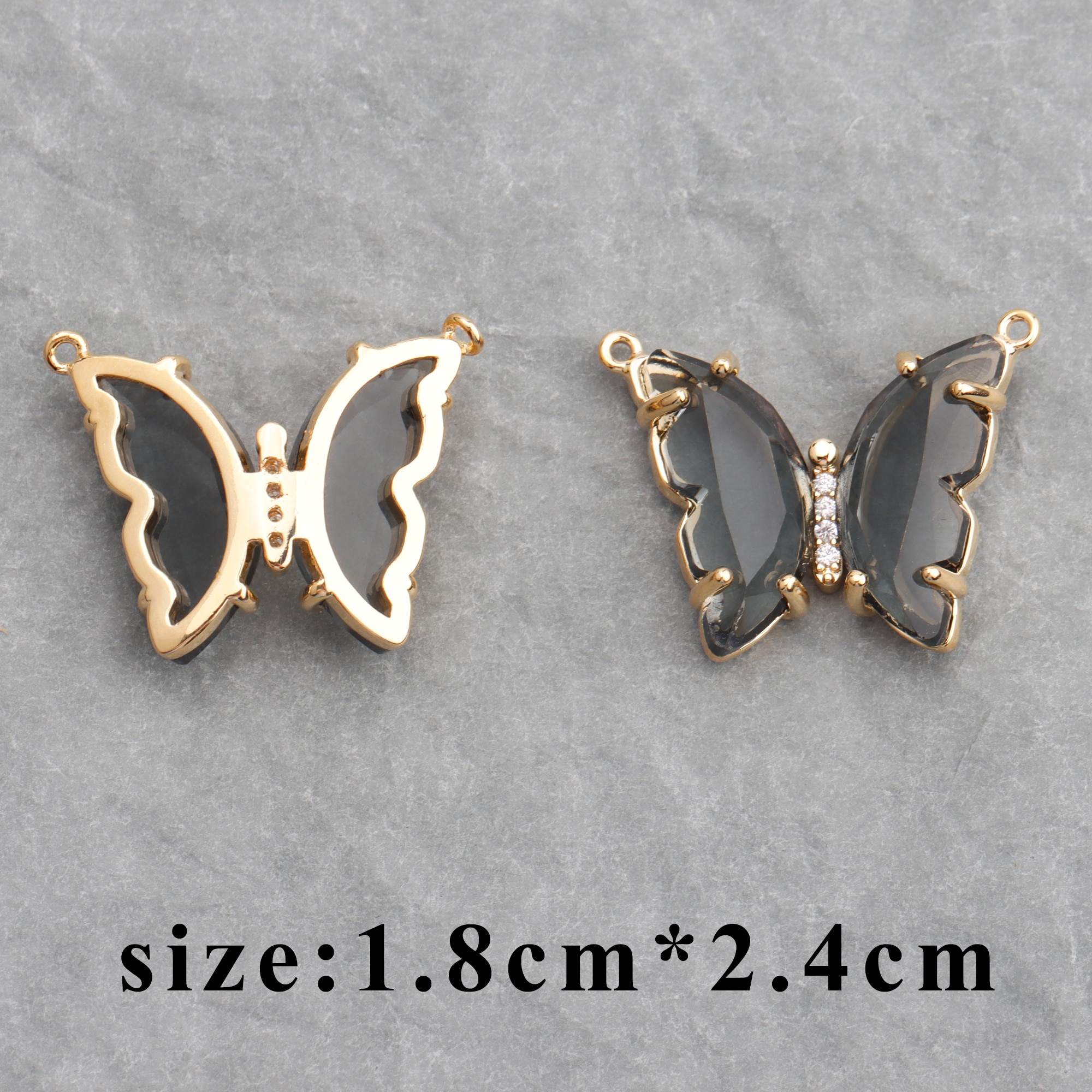 GUFEATHER M737,jewelry accessories,18k gold plated,0.3 microns,diy glass pendants,butterfly shape,charms,diy earring,6pcs/lot