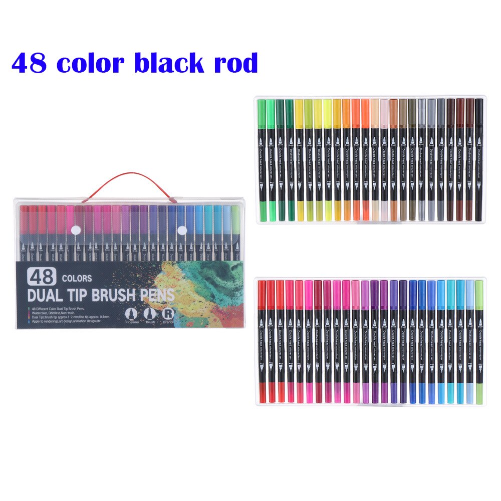 12/18/24/36/48/72/100Pcs/Pack Colors Double-Headed Watercolor Pen Color Marker Set Hook Line Pen Art Marker Pens School Supplies: 19