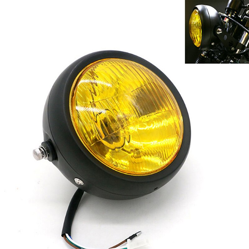 Motorcycle Black Metal Retro Front Headlight For GN125 Cafe Racer Bobber Custom