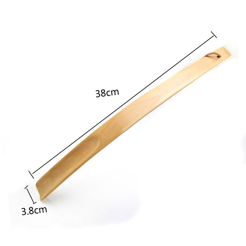 1 pc heltre skohorn hotell hjemme forlenget 23cm/38cm matt tekstur bærbart tilbehør skoløfter: Tre 38cm