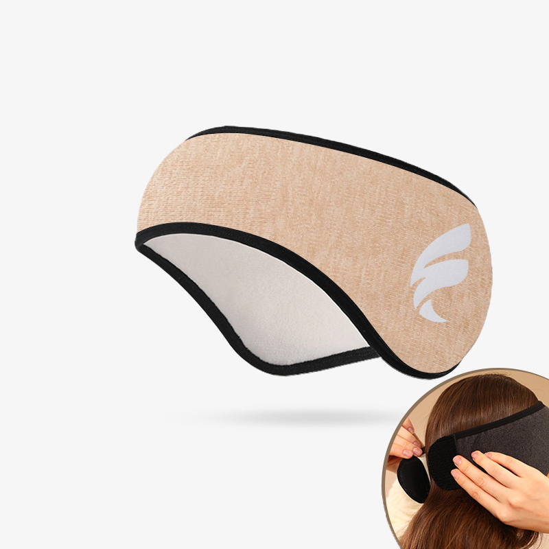 Masque de sommeil occultant pour relaxer, bandeau en peluche, bandeau de couchage en coton pour hommes et femmes, protège-oreilles Anti-bruit: Beige