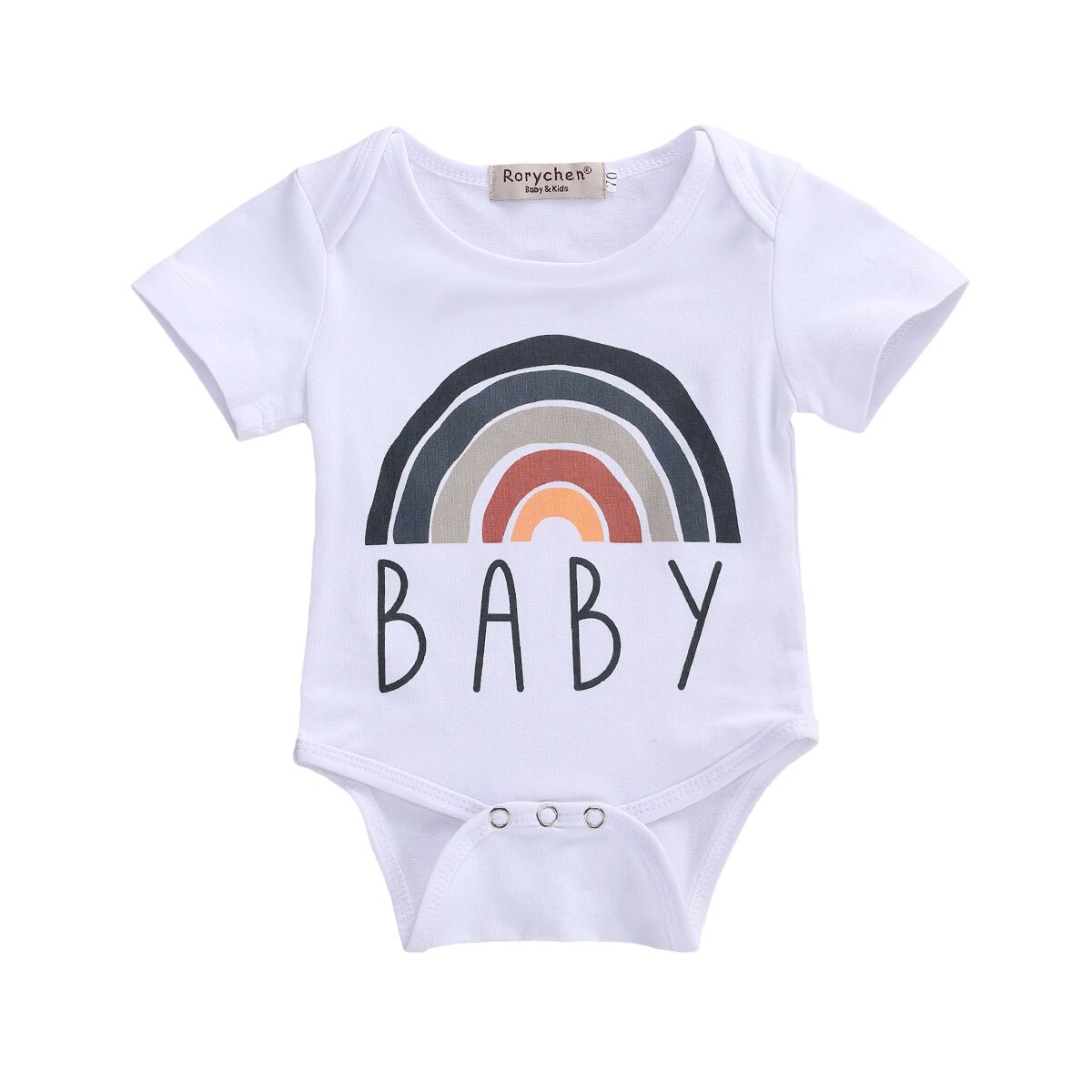 Summer Newborn Baby Boys Girls Bodysuits Clothes Cotton Casual Rainbow Printed Jumpsuit Little Baby One Piece Outfits: White / 12M