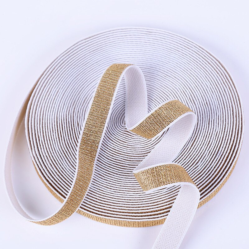Gold Silk Silver Flat Elastic Bands 10/15/25/40mm High-density Woven Rubber Band DIY Garment Trousers Sewing Accessories 1M
