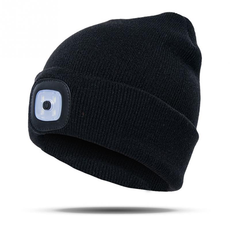 Unisex syksy talvi led valaistu lippalakki lämpimät pipot ulkokalastus juoksu pipo hattu flash miehet naiset retkeily kiipeilylakit