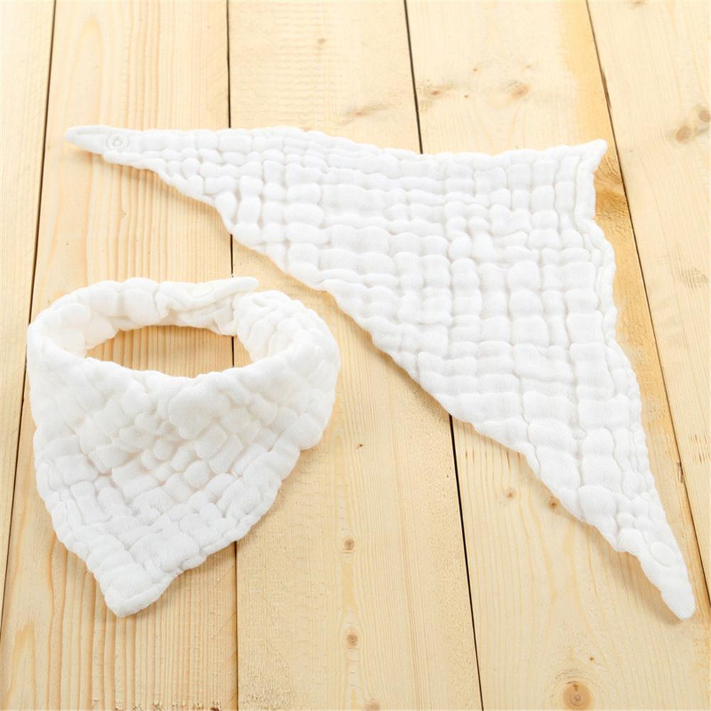 Unisex Prodotti Per Bambini Saliva Asciugamano bavaglini Sei Strati Di Pieghe Lavato Cotone di Colore Solido Triangolo Bavaglino: White