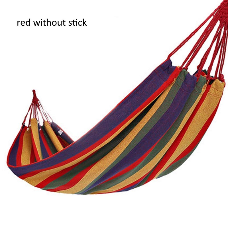 190X150Cm Ultralight Camping Hangmat Met Rugzak Rainbow Outdoor Leisure Draagbare Hangmat Canvas Zonder Stand: red no stick