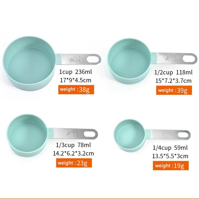 4Pcs/Set Stainless Steel Measuring Cups Spoons Set Kitchen Baking Tools HG99