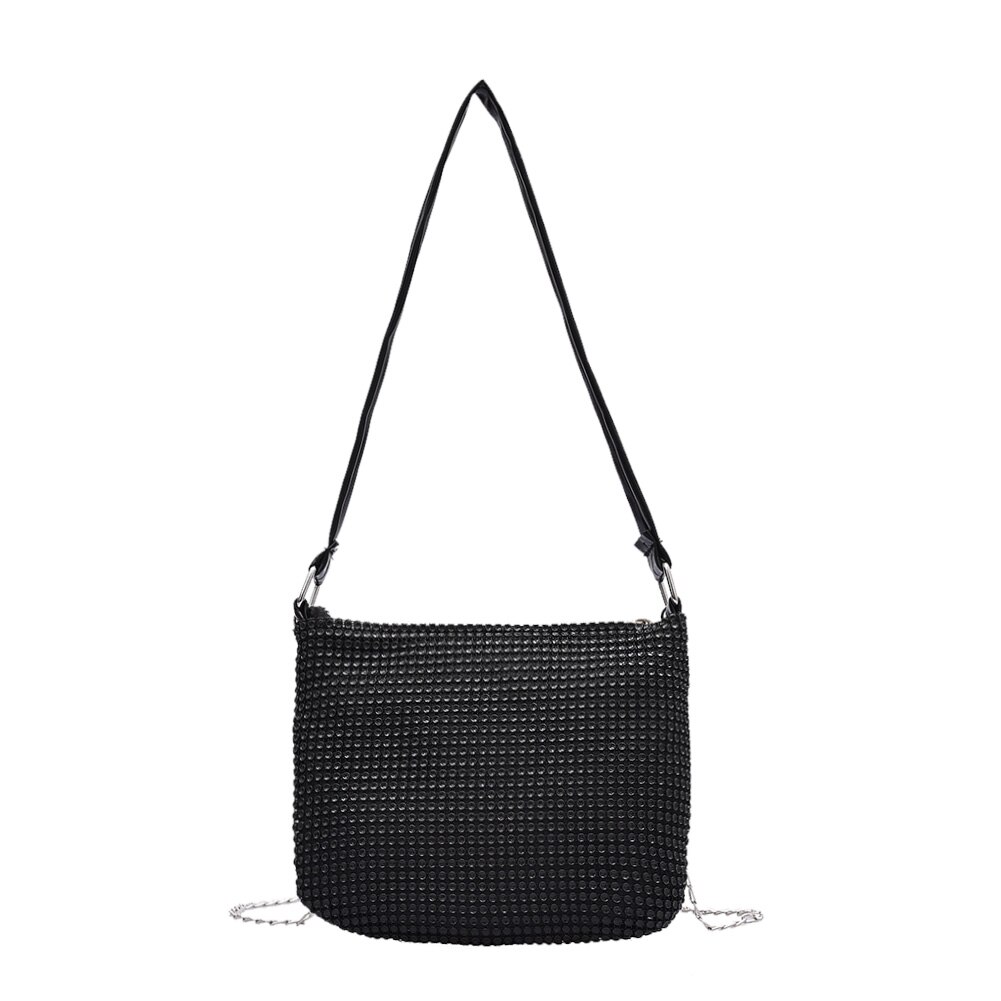 Jeugd Dames Eenvoudige Veelzijdige Tas Vrouwen Steentjes Schoudertassen Avond Clutch Keten Elegante Crossbody Handtassen: Black B