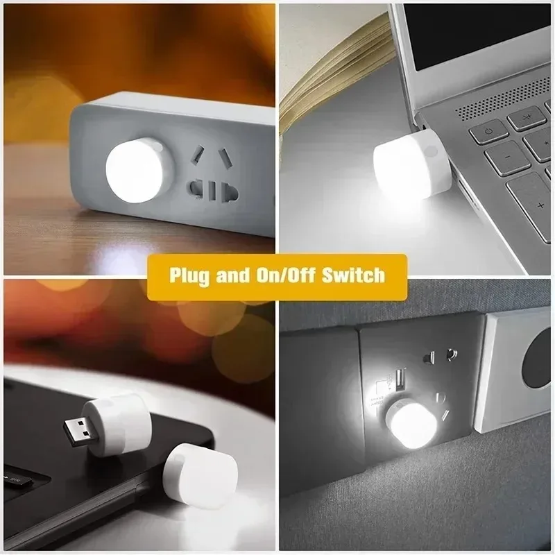 Mini bombillas de luz nocturna USB protección ocular blanca cálida luz de lectura de libros enchufe USB PC lámpara LED de carga de energía móvil