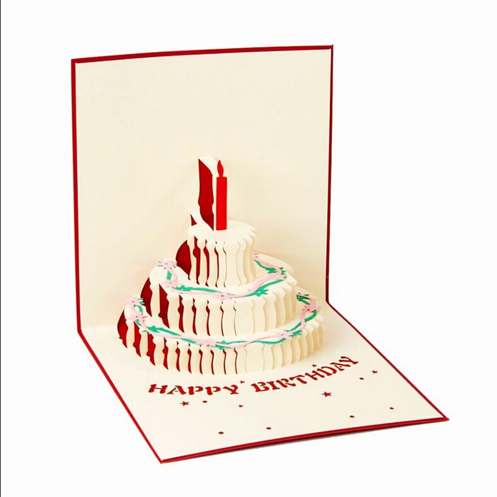 Birthday Cake Candle Greeting Card 3D Handcrafted Origami Envelope Invitation Card Kirigami Anniversary Pop Up
