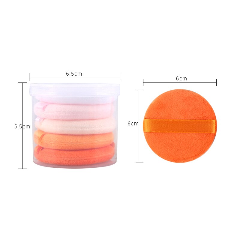 5 stk flocked puff rund facial ansigtspudder foundation puff bærbar blød kosmetisk puff makeup foundation