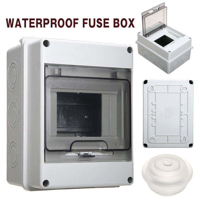 5 Way Fuse Box Enclosure Junction Wire Box 12*16*9cm Weatherproof Electrical Distribution Boxes for Garages Workshops