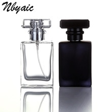 1Pcs30ml50ml glazen parfumflesje verstuiver parfum fles transparant zwart spray fles kristal transparante vierkante