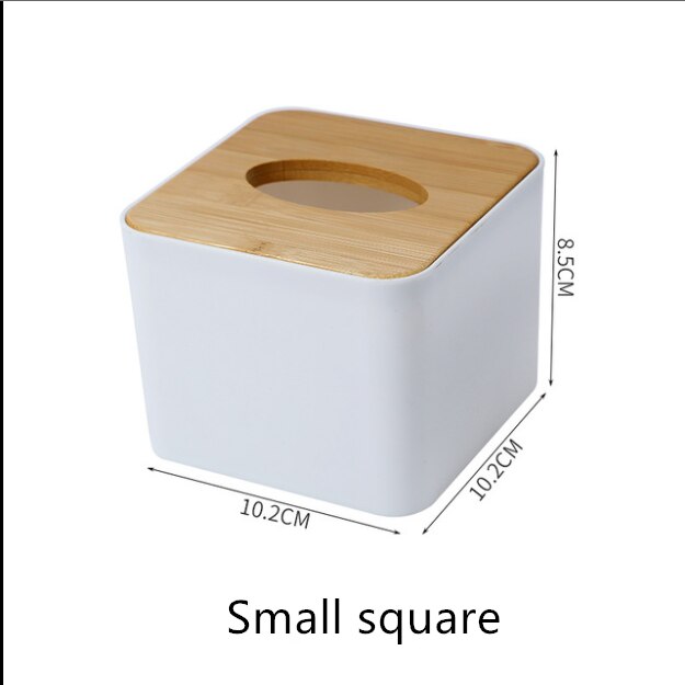 Bamboo wood tissue box simple living room household paper box napkin box remote control storage box roll tray: Small square