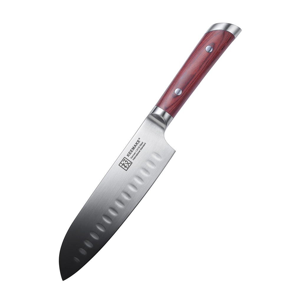 SUNNECKO-Juego de cuchillos de cocina Santoku con caja de , utensilio de cocina para Chef, para cortar carne y pan,: 7inch santoku knife