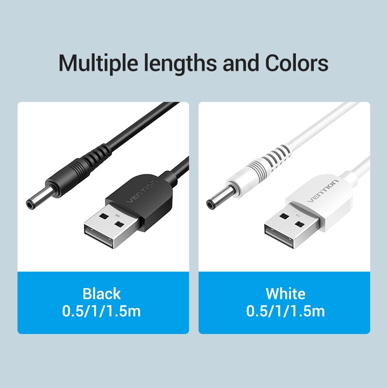 Vención de La USB A DC 3,5mm USB un macho A 3,5 Jack conector 5V adaptador de cargador de fuente de alimentación Cable de alimentación para el Cable HUB USB Cable de alimentación para ventilador