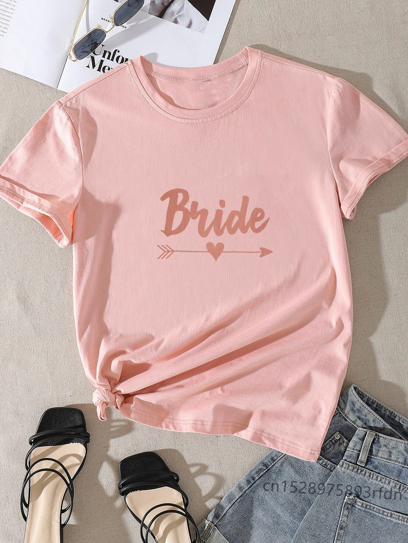 Team bride squad arrow polterabend kvinder t-shirts pige de la mariee evfj toppe t-shirt lady birde to be tøj: L / Blå
