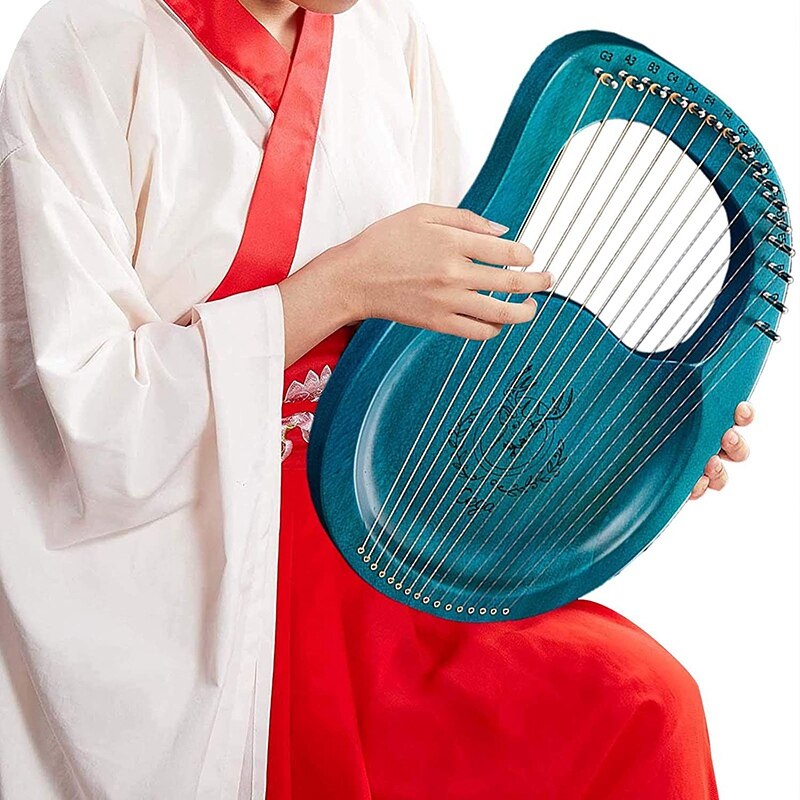 Cega Lyre Harp,16 Strings Harp Mahogany Lyre Harp,Portable Stable Sound Harp for Instrument Lovers Beginners