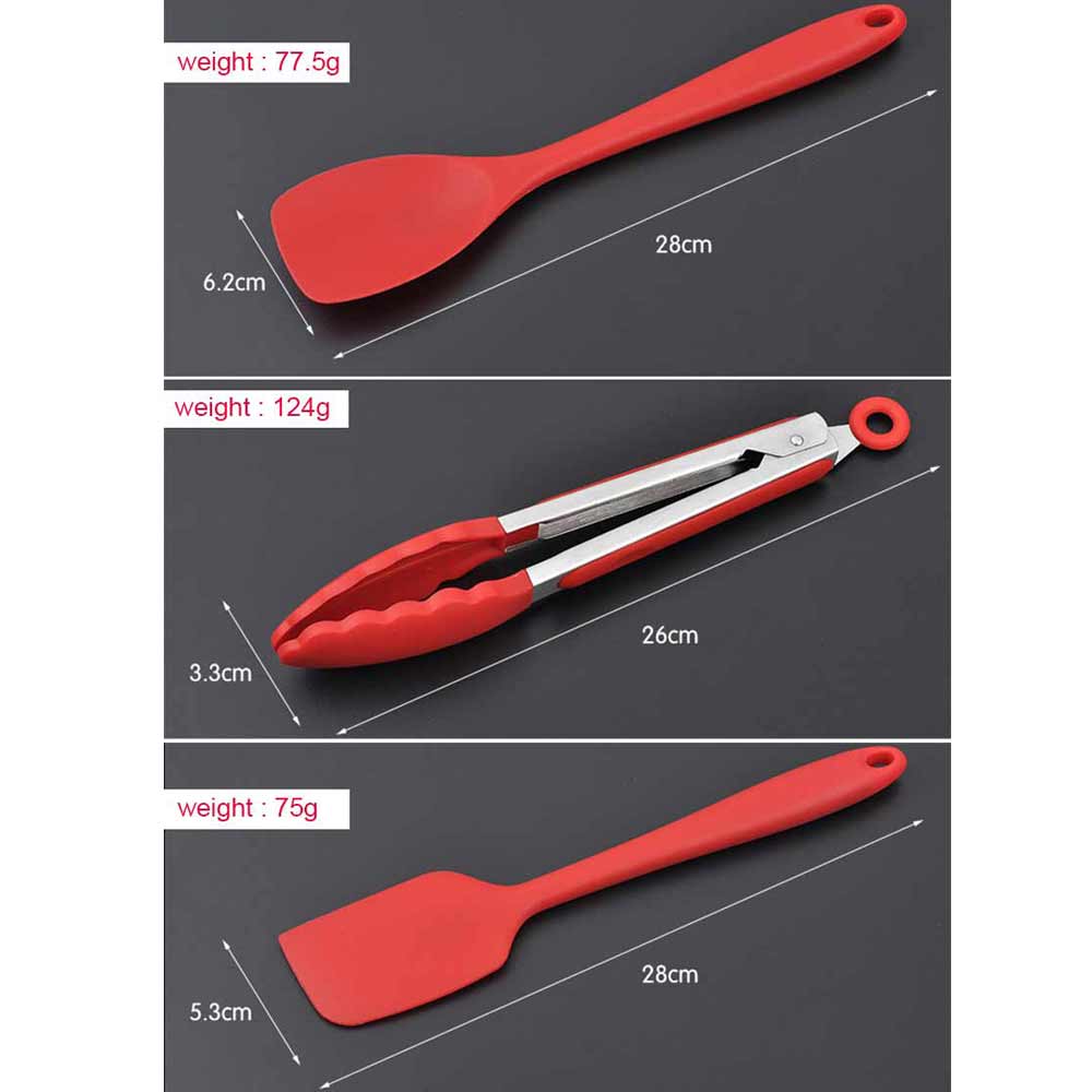 Cuchara de silicona para cocinar, espátula, cucharón, batidores de huevos, juego de vajilla, utensilios de cocina, suministros de accesorios de cocina, 10 Uds.