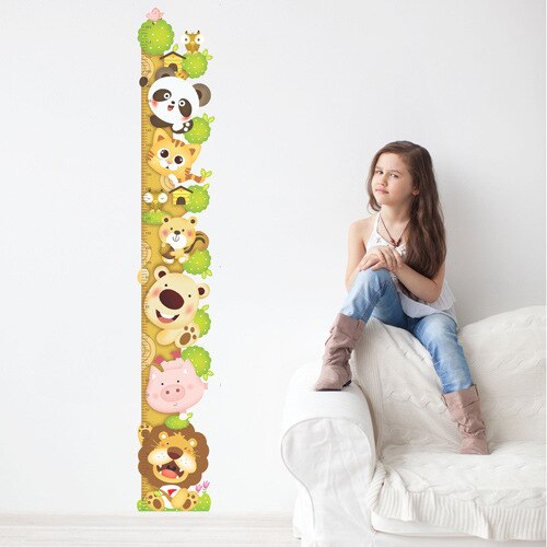 Kids Child Height Chart Measure Tape Wall Stickers Natural Animal Tree Vinyl Wallpaper House Decorative Decals Removeable